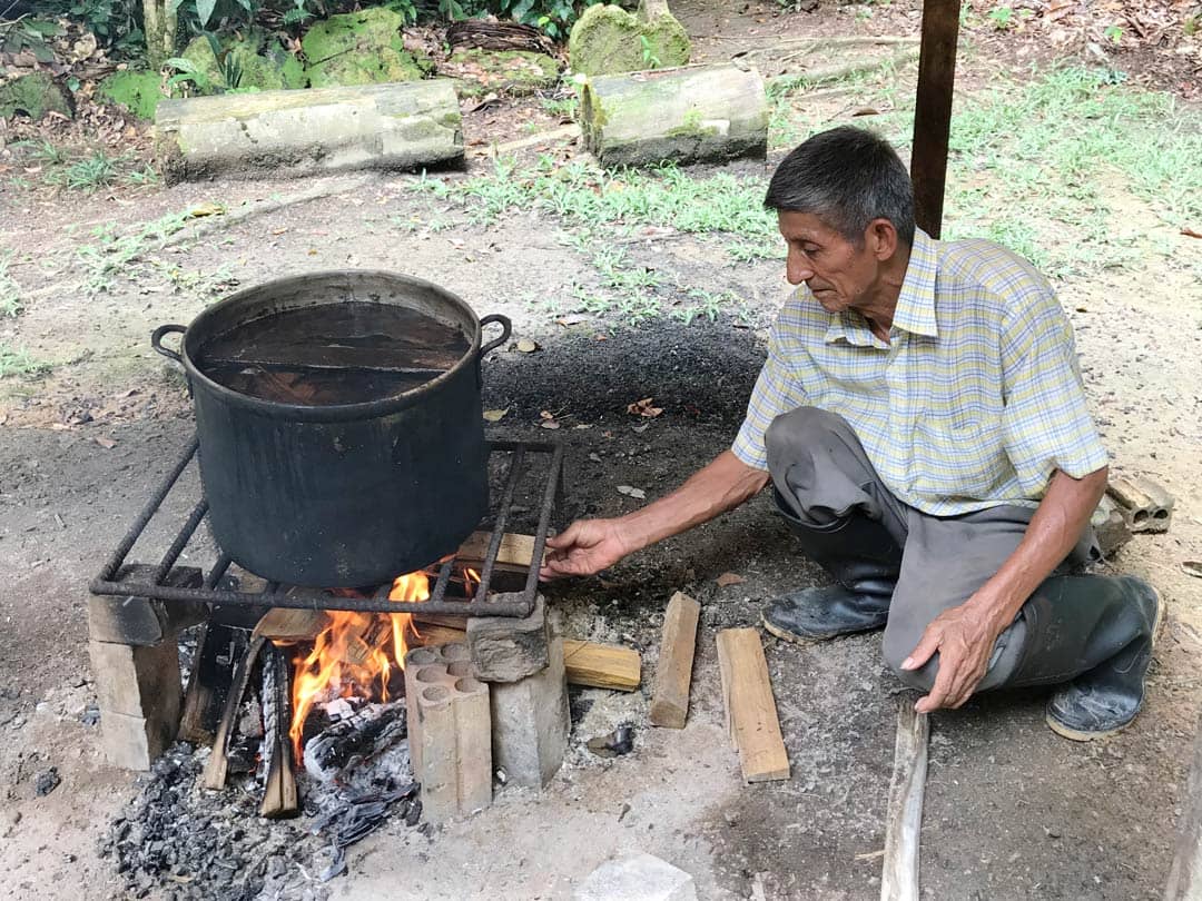 don joel making ayahuasca medicine at Rainforest Healing Center